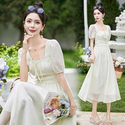 法式收腰气质天丝连衣裙女2025夏季新款弹力收腰显瘦洋气减龄裙子 商品图2