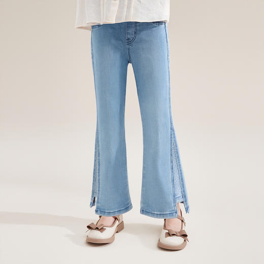 笛莎Deesha 童装女童裤子2025秋新款女童甜美烫钻牛仔喇叭裤 商品图0