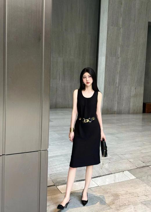 D070827后背拉链开衩设计腰带无袖连衣裙 商品图8