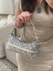 D070811浅蓝老花金色字母logo帆布单肩手提包 商品缩略图5