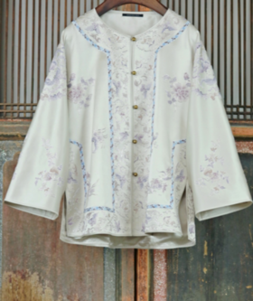 大师系列| 重缎真丝手绣外套-蓝色