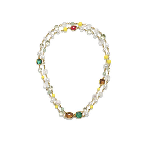 北京仓｜Goossens Paris-Lagune-双层 岩石水晶 珍珠 项链（M）［法国设计师］ 商品图0