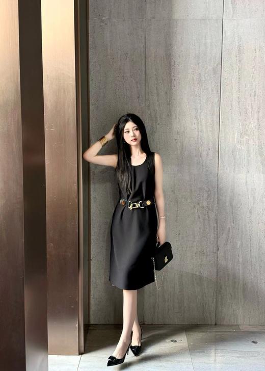 D070827后背拉链开衩设计腰带无袖连衣裙 商品图1