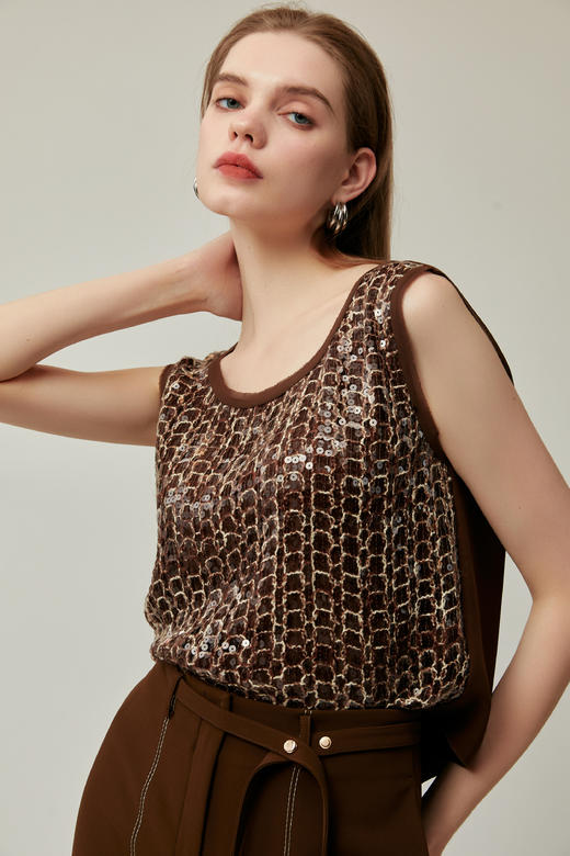 SAFICOO  休闲摩登 直筒版亮片设计小背心 商品图0