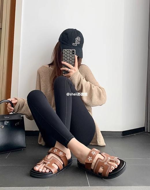 魔术贴休闲厚底H型拖鞋女凉拖外穿 商品图5