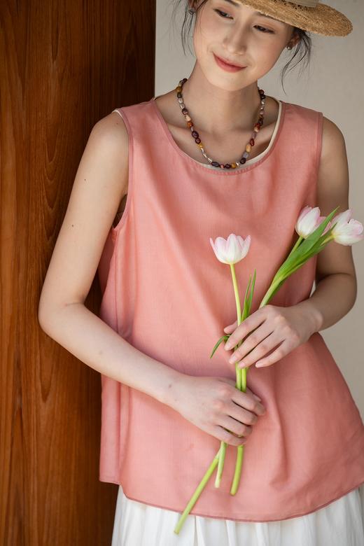 牧衣游原创 丝棉轻薄马夹新款休闲百搭简约纯色圆领背心上衣 凉起 商品图5