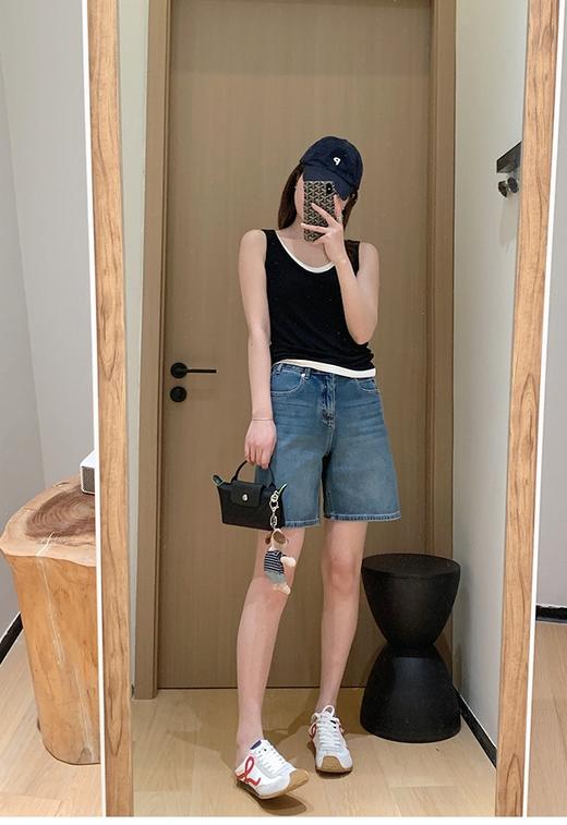 土耳其原单丹宁百慕大四面弹多工艺水洗直筒五分短裤 商品图8