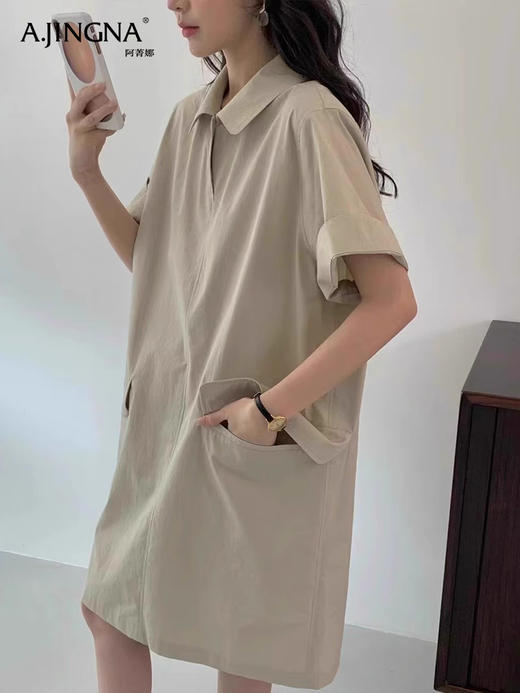 【挺括有型】阿菁娜时尚大口袋POLO领连衣裙F30X212090 商品图3