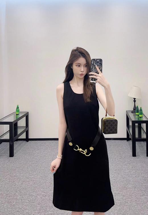 D070827后背拉链开衩设计腰带无袖连衣裙 商品图3