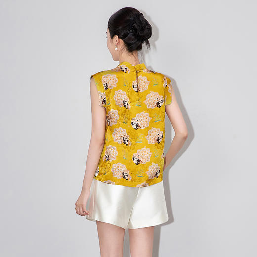 「高货wl」全新升级【铂金会员293/天猫389/差价96】(11612)洛诗琳设计感香云纱熊猫提花马甲2025夏季新中式国风上衣 商品图1