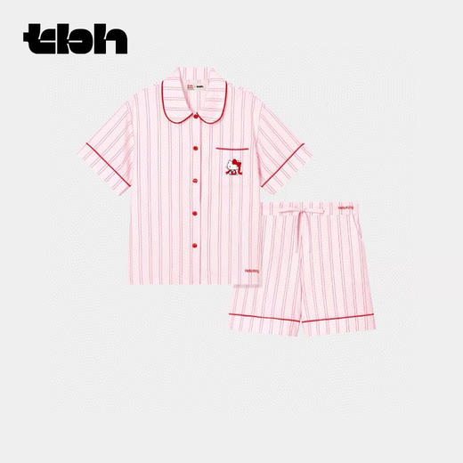 直发 野兽//KT联名 甜美粉条纹 天丝棉，居家睡衣短袖套装 商品图7