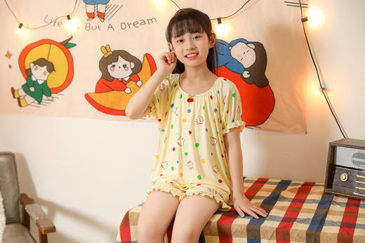 【单件6折/2件5折】【秀黛】女童可爱印花短袖套装儿童夏季睡衣家居服L2440005T【门店同款】 商品图7