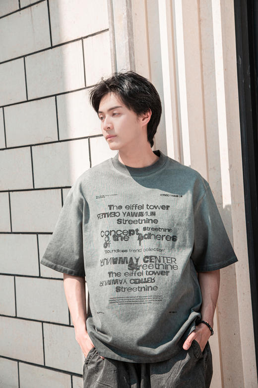 W525412332做旧渐变短袖T恤 商品图0