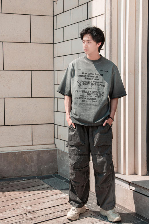 W525412332做旧渐变短袖T恤 商品图3