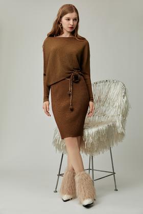 SAFICOO  优雅气质 上松下紧 蝙蝠袖设计式连衣裙