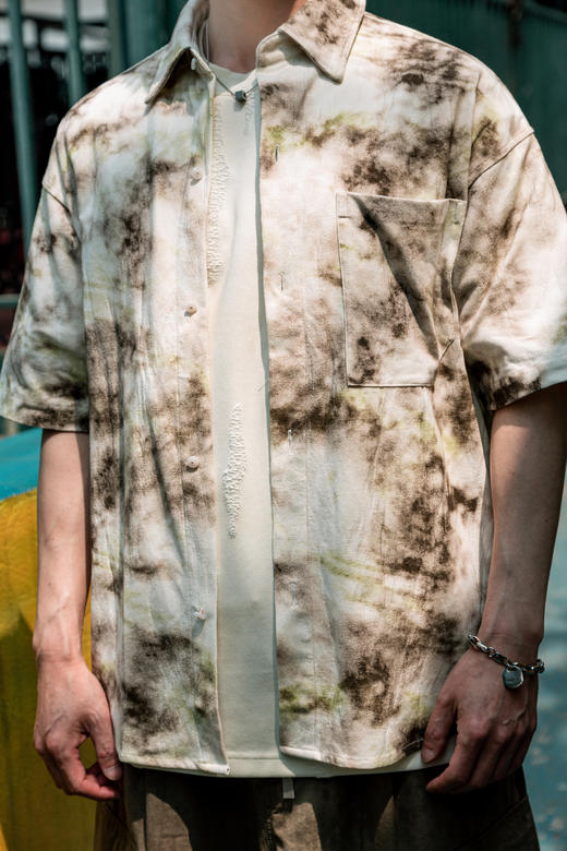 W522522224扎染休闲短袖衬衫 商品图1