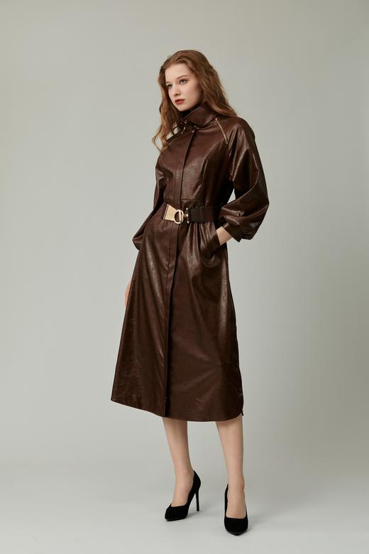 SAFICOO  优雅女人 灯笼袖设计 连衣裙式风衣 商品图1