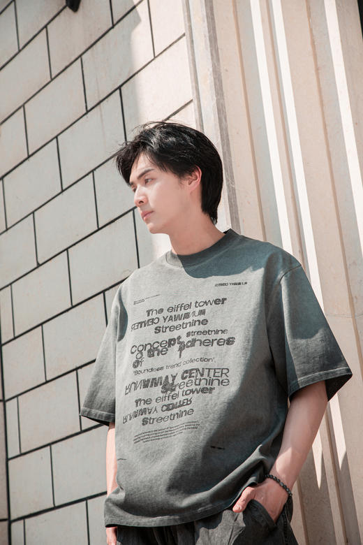 W525412332做旧渐变短袖T恤 商品图2