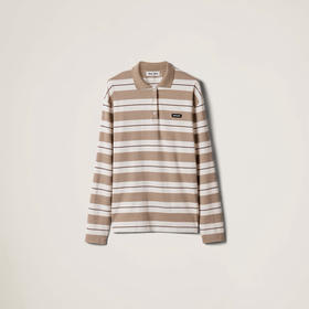 MIU-T 奶茶条纹长袖Polo