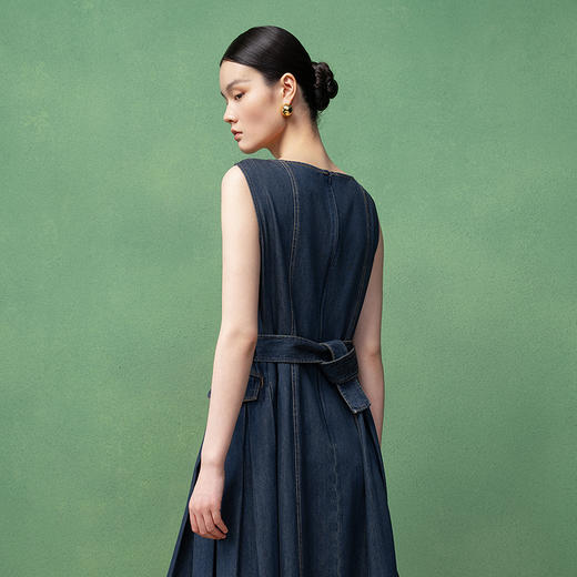【林栖设计小店】【现货】天丝牛仔连衣裙2025秋季新款无袖时尚长裙女1953126 商品图4