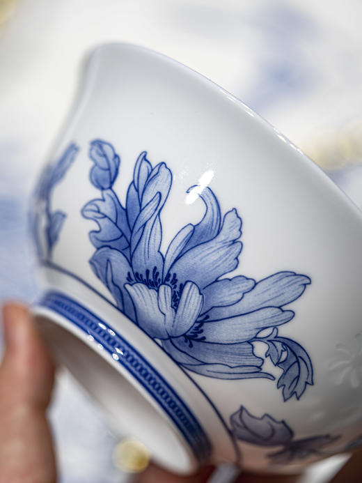 富玉 | 景德镇富玉陶瓷饭碗家用2025新款高颜值景德镇青花玲珑餐具清水芙蓉高档乔迁送礼 商品图5