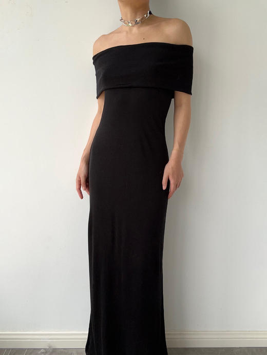 CG｜Carmen Dress [ 黑色针织一字肩连衣裙] 商品图6