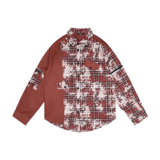 D.Desirable -不对称做旧格纹拼接衬衫 商品图0