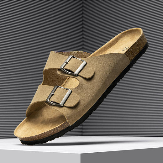 圣得西男鞋2024年夏季新款男士皮面耐磨鞋底户外休闲沙滩拖鞋潮 商品图2