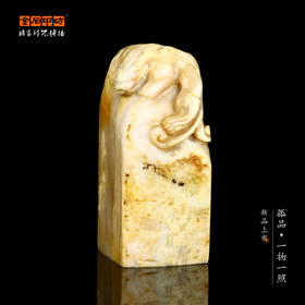 孤品016965-昌化石古兽螭虎钮章带皮石3.3*3.0*7.cm