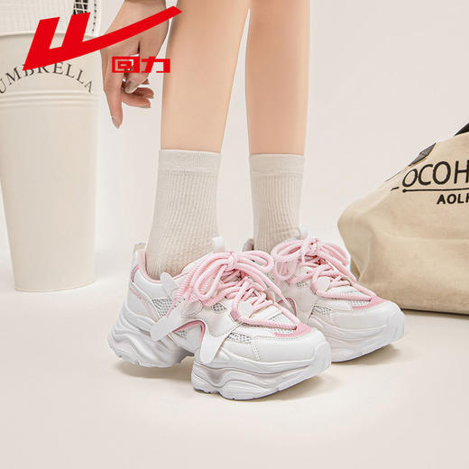 回力女鞋老爹鞋女款2025新款夏季透气网面运动鞋子休闲厚底小白鞋WXY(ZA)-3534 商品图1