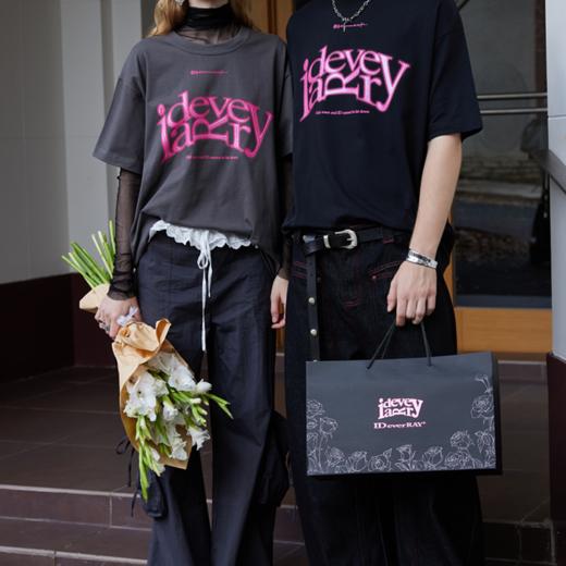 【明星同款】IDEVERRAY轻奢夏季纯棉复古休闲男女短袖字母t恤21MSL-TM912 商品图1