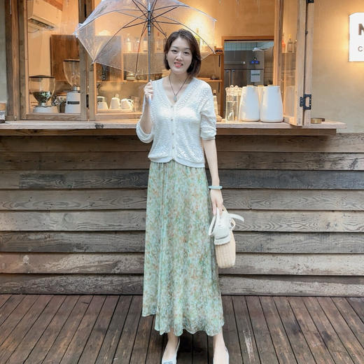 火桐hooton铂金系列 吉维尼花园 双层真丝乔其半身裙YT1039 商品图3