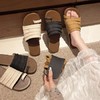 【预售3-7天内发货】【时髦百搭，遮肉显脚小】【轻盈优雅】夏季新款女意大利凯撒KAISER软底软面慵懒假日真皮H拖鞋鞋褶皱亚麻套趾拖鞋100% 商品缩略图0
