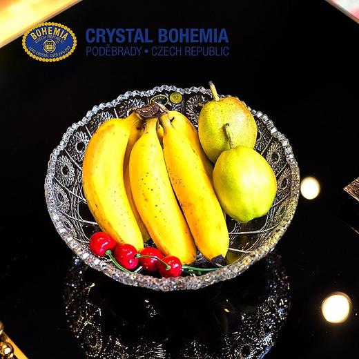 BOHEMIA捷克进口水晶玻璃果盘 家用水果盘果盆客厅创意个性干果盘波西米亚500PK小果碟18cm手刻果斗30.5cm 商品图5