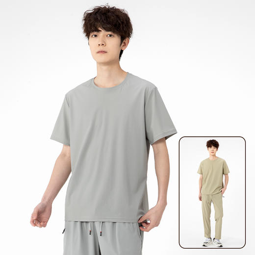 【超大码】【夏季套装】【DSK】大依优型大码冰丝短袖T恤长裤套装圆领时尚潮流宽松潮牌加肥加大上衣男士半袖 商品图4