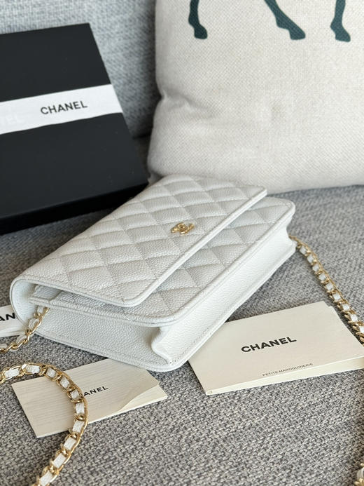 香奈儿woc链条包🉐️牛皮-薄荷蓝金扣（粗球纹） 商品图0