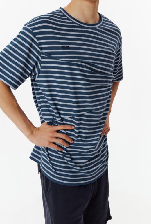 CryingCenter 海洋蓝条纹捏褶短袖tee 哭喊中心 商品图4