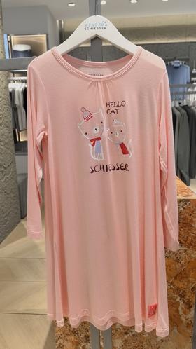 【小猫咪莫代尔】SCHIESSER德国舒雅女童莫代尔小猫咪长袖家居裙线下实体店实拍3F/18603D