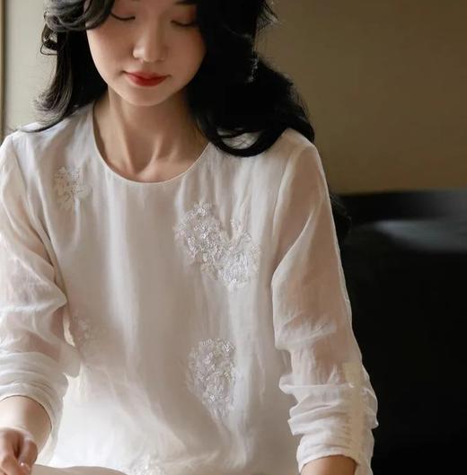 ORIGNAL&CO繁花亮片刺绣棉麻小白裙套装，奢牌同款刺绣工艺，棉麻混纺面料，轻盈有气质【3-5天发货，周末顺延】【G】 商品图6