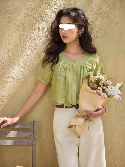 裁缝学苑AQ498插肩短袖亚麻泡泡袖圆领衬衫纸样小衫女装上衣样板 商品图2