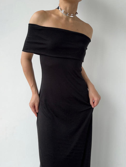 CG｜Carmen Dress [ 黑色针织一字肩连衣裙] 商品图3