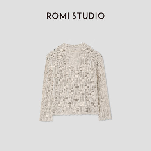 ROMI STUDIO“法式复古”手工钩织镂空棉质短款针织开衫 RWCRSZ3490 商品图1