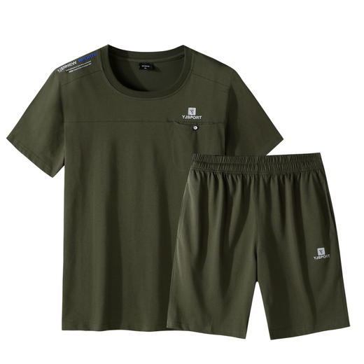 【夏季套装】【DSF】大依优型大码棉质短袖T恤短裤套装圆领时尚潮流宽松潮牌加肥加大上衣男士半袖 商品图3