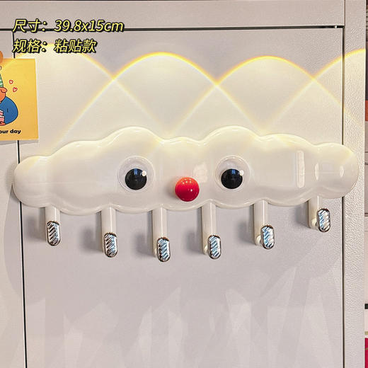 【可爱云朵挂钩】学生宿舍衣柜包包挂件钥匙扣门后收纳可爱云朵挂钩免打孔壁挂粘钩。ry 商品图4