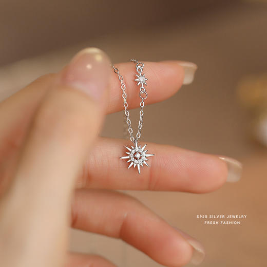 【星芒之花】S925纯银星芒太阳花吊坠项链【YXS-A4375】 商品图1
