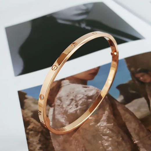 【95新】Cartier卡地亚LOVE系列B604761718K玫瑰金窄版六钻LOVE手镯17号中性款现售价：30000！020725NJS01 商品图5