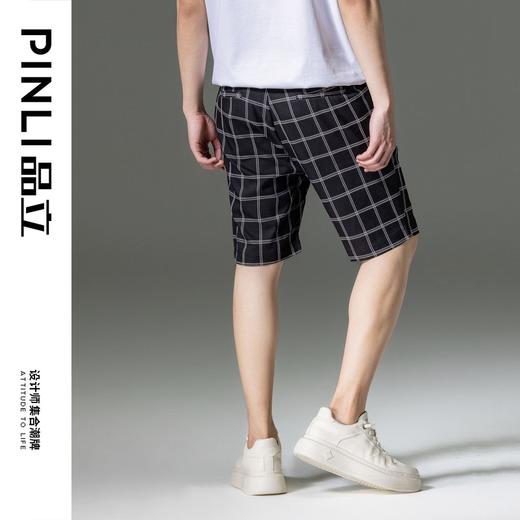 PINLI品立夏季新款男士直筒格子短裤潮牌百搭时尚休闲五分裤B242117146 商品图1