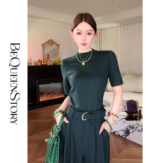 余潇潇【高知女主】设计感立领莱赛尔羊毛针织上衣&宽松阔腿裤套装 商品图3