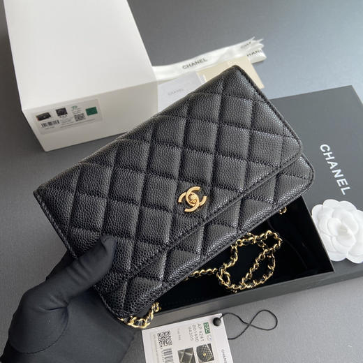 香奈儿Woc链条包（双C纽扣款）黑色牛皮金扣 商品图0