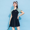 大码泳衣女160斤胖MM保守遮肚显瘦连体裙式泡温泉游泳衣厂家批发 商品缩略图7